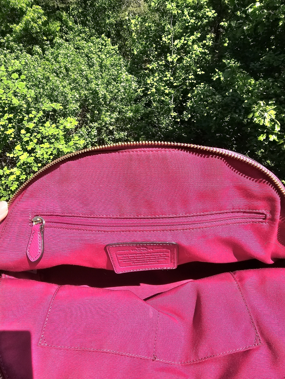 Coach Magenta Pebbled Leather Satchel Purse | Top Handle | Gold Hardware - Picture 9 of 16